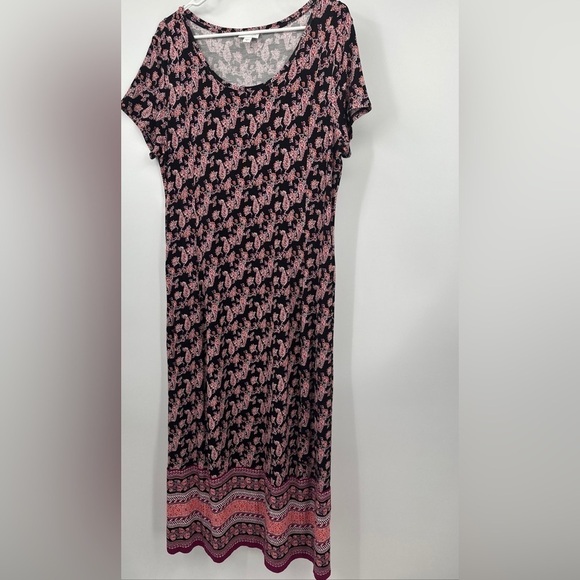 J. Jill Maxi Dress All Over Print Size Medium Rayon Stretch - Picture 1 of 4